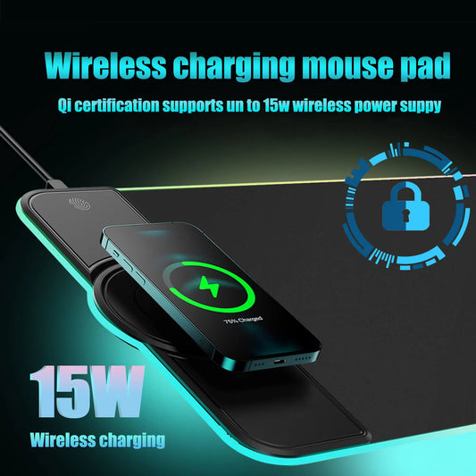 PowerGrip RGB Mouse Pad - Fast Wireless Charging